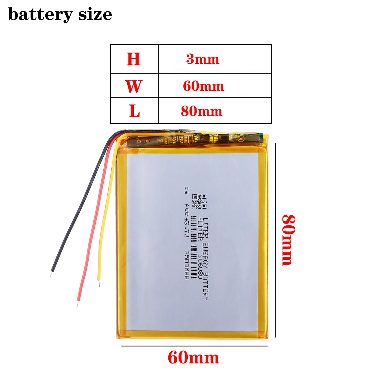 

Polymer lithium battery 306080 3.7v 2500 mah love landing PDA smart tablet computer 3.7 v polymer 3 line
