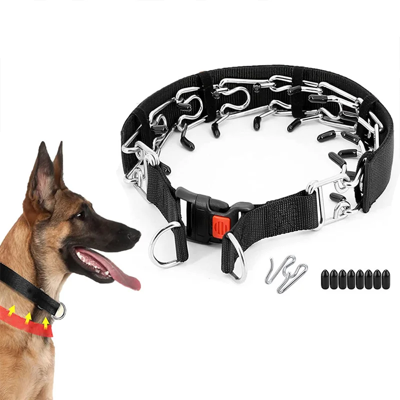 

Dog Stainless Steel Stimulating Training Necklace Pet Choke Pinch Collar With Buckle Metal P Chain For Medium Large Dogs Stuff