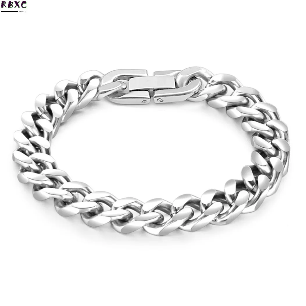 

Rbxc Hot Selling Classic Titanium Steel Thick Wide Flat Snake Bone Chain Men's Bracelet Business Accessories