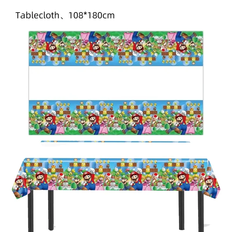 Фото Набор одноразовой посуды для вечеринки в стиле игры Mario Bros: Салфетки, стаканы, скатерть, бумажные тарелки для дня рождения №5