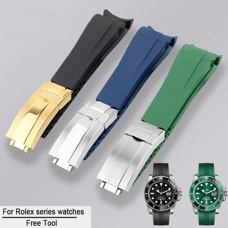 Фото Резиновые часы 20 мм 21 мм для Rolex, черные, зеленые, синие, водные, призрак Ditongna GMT RUBBER B, силиконовая водонепроницаемая цепочка для часов №3