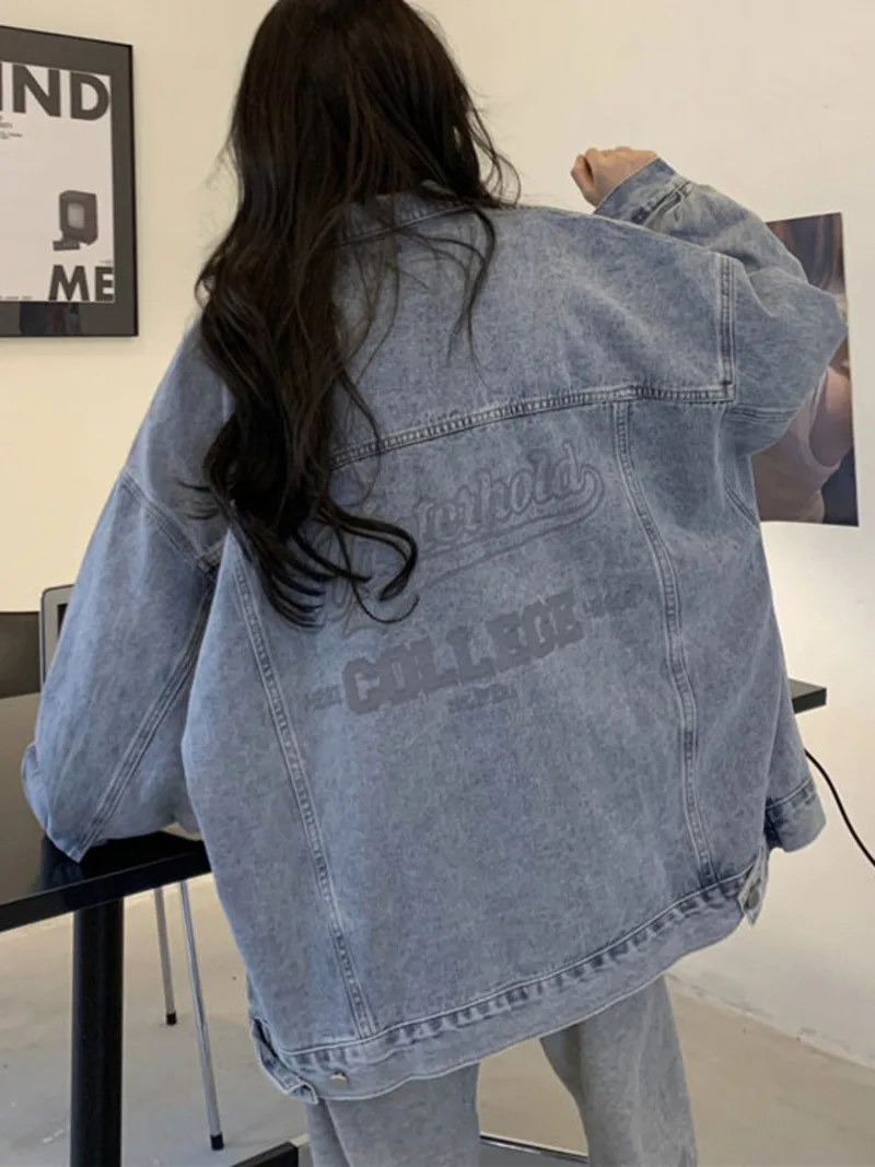 

Fashion Casual Denim Jacket Women Korean Style Coat Loose Wild Blue Black Jean Jackets Womens Clothes Top Spring Autumn Feminine