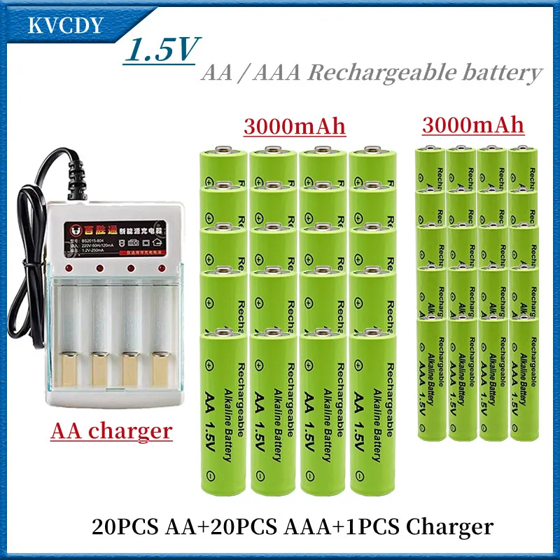 

Перезаряжаемая батарея 1,5 в, AAA + AA 3000 мАч, щелочная технология, подходит для пульта дистанционного управления, игрушек/компьютеров и т. д.