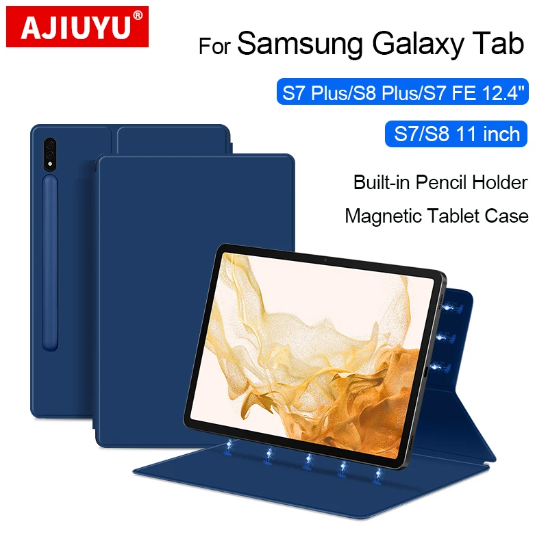 

Магнитный чехол для Samsung Galaxy Tab S7 S8 11 дюймов, чехол для планшета S7 FE S8 Plus 12,4 дюймов S7 Plus, чехол с держателем для карандашей