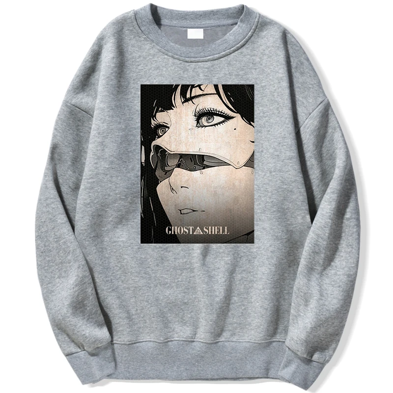 

Свитшот мужской с рисунком призрака в Ракушке, худи с японским Аниме Манга, свитшот с круглым вырезом, Осенний пуловер-джемпер