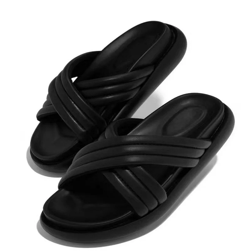 2023 Summer Slippers Women Flat Luxury Outdoor Beach Flip Flops Female Sandals Design Slides Shoes Woman Big Size  6-11