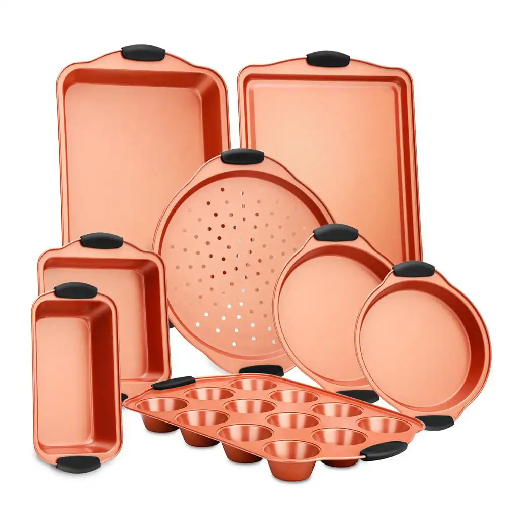 

8 Piece, Copper Non-stick Carbon Steel Bake Pan Set