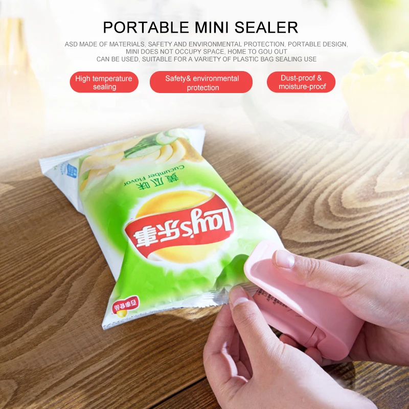 

Portable Mini Sealer Home Heat Bag Plastic Food Snacks Bag Sealing Machine Food Packaging Kitchen Storage Bag Clips Dropshipping