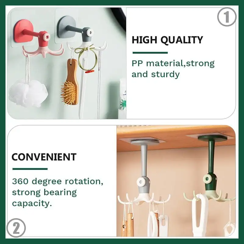 Вращающийся на 360 ° крючок-осьминог кухонный шпатель без отверстий стойка для