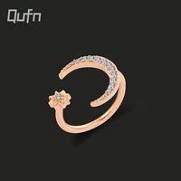 fashion crystal ring creative design star line moon opening adjustable gold silver ladies wedding party accessories jewelry gift