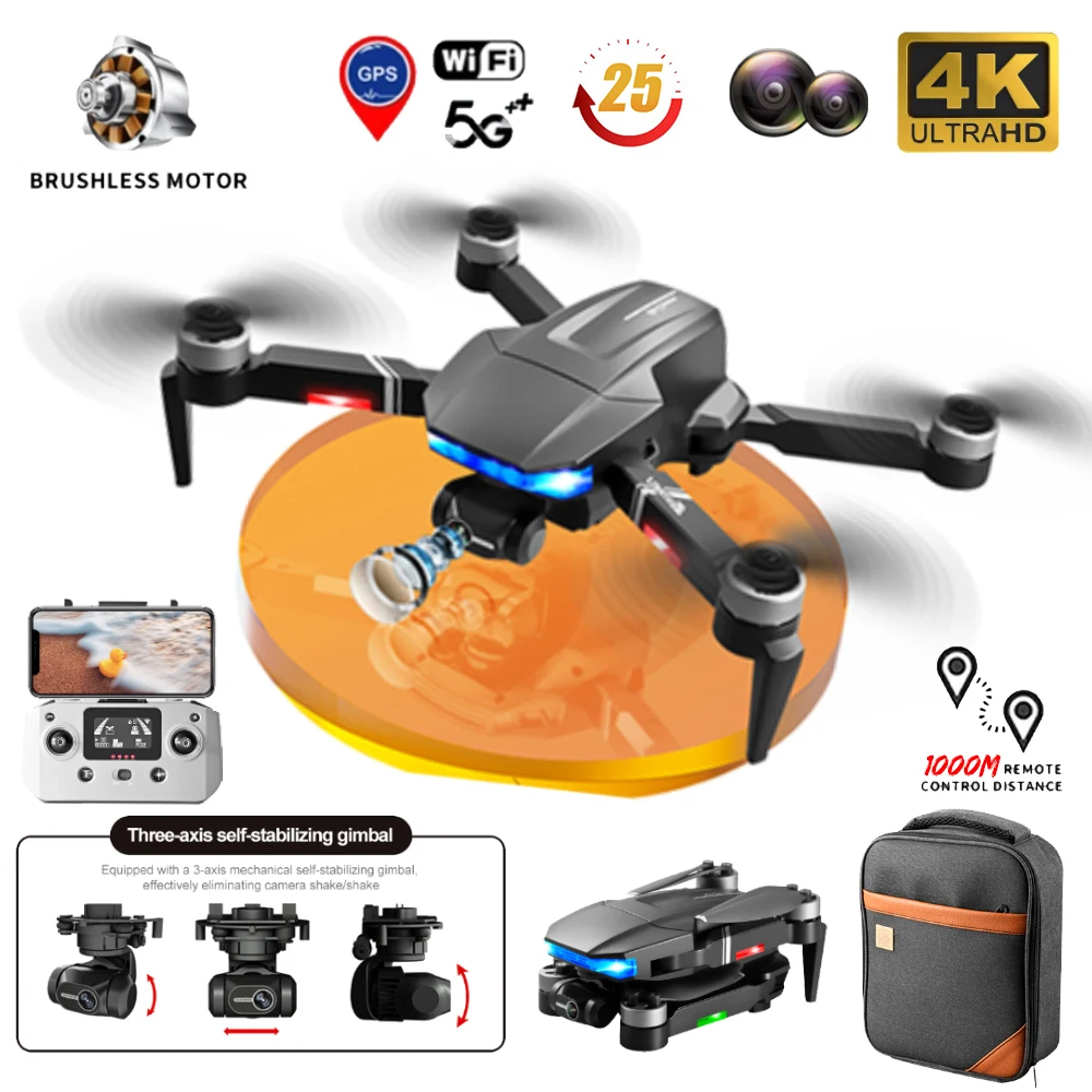 

HD 5G Gimbal 4K 3-Axis WIFI 28mins Time Camera Drone Brushless LSRC-S7S Foldable SENTINELS RC RTF GPS FPV With Flight Quadcopter