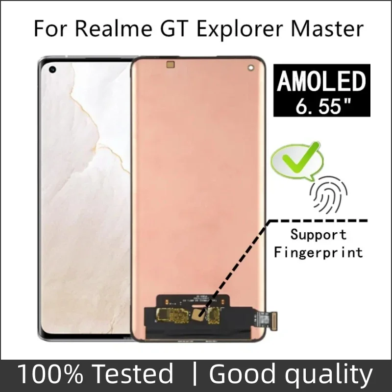 

ЖК-дисплей 6,55 дюйма AMOLED для Realme GT Explorer MasterLCD RMX3366, сенсорный экран в сборе, сменный аксессуар