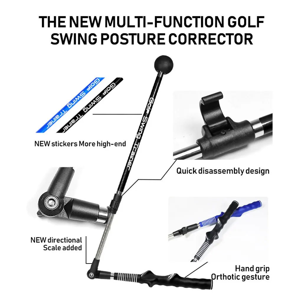 

Golfs Swing Trainer Women Golfing Alignment Stick Training Aid Exerciser Accessories Posture Corrector Left/Black