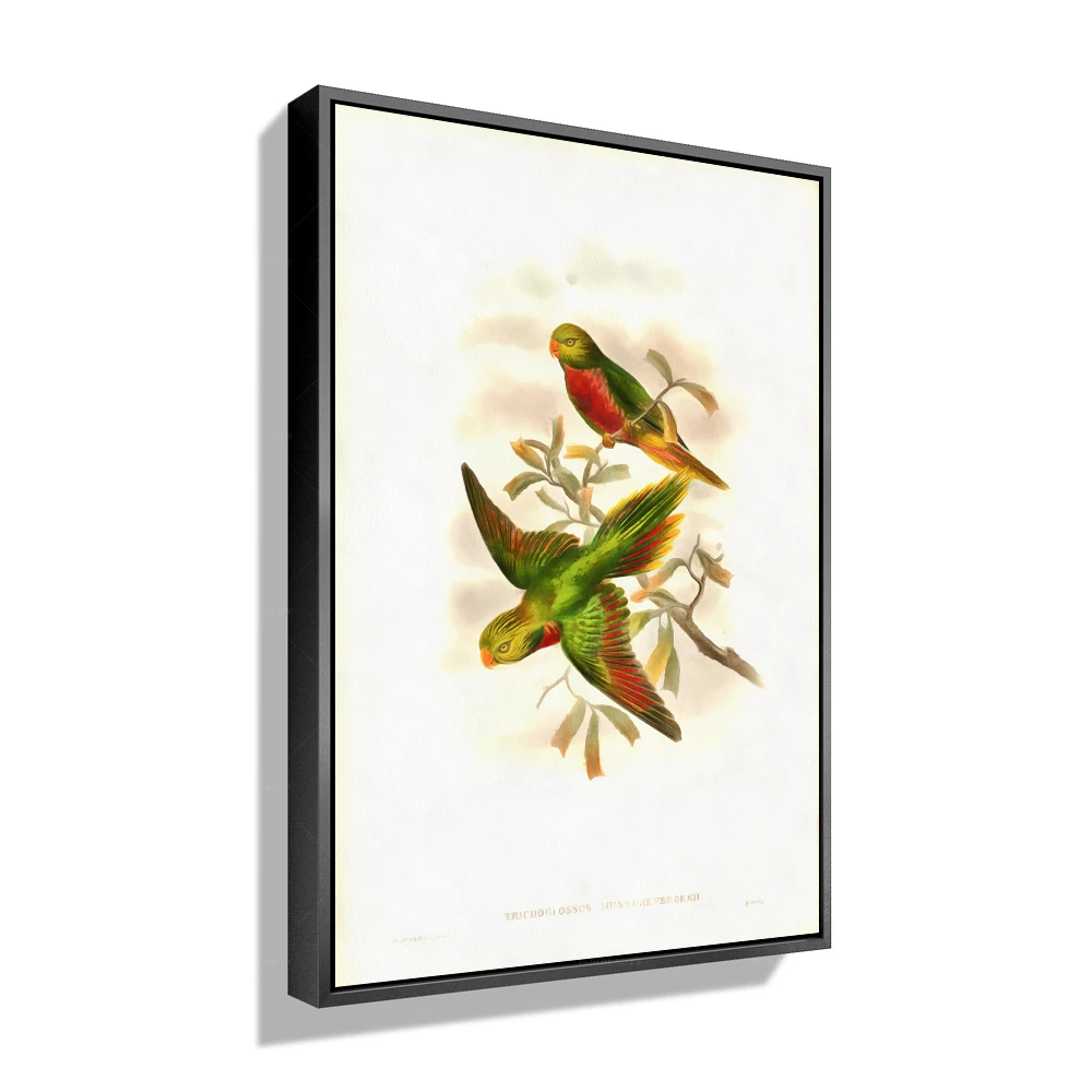 

Красивая акварельная картина с изображением птиц на холсте