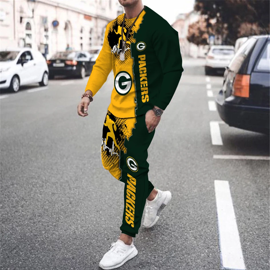 

Men's Spring Long Sleeve Rugby Team Retro Tshirts Sportswear Joogers 3d Print Men Tracksuit Suit Tshirt Long Pants 2 Piece Sets