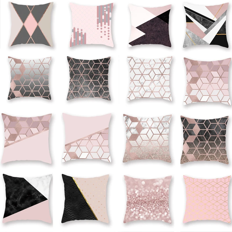 

Polyester Pillow Case Cushion Cover 45x45cm Nordic Pink Cushion Cover Removable and Washable Throw Pillows for Living Room Sofa