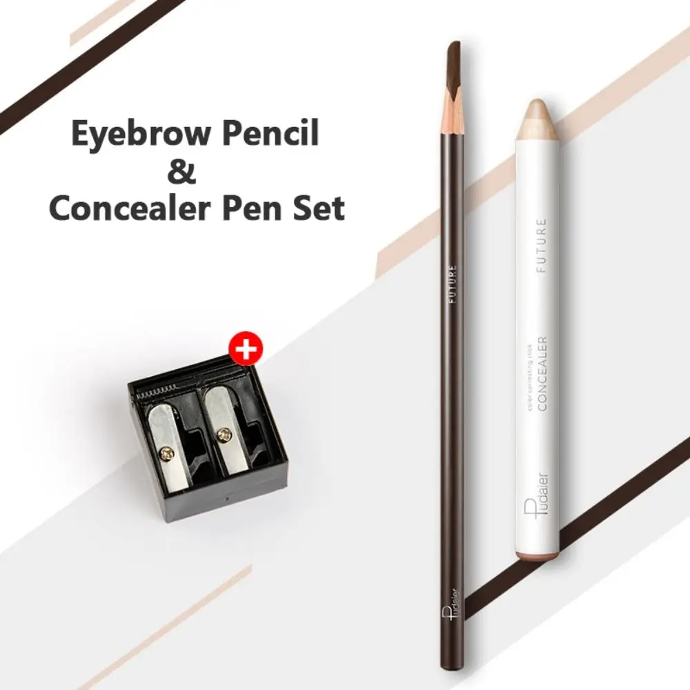 

Eyebrow Pencil With Eye Brow Sharpener 2Pcs Eyebrow Highlighter Concealer Combination Set Shaping Waterproof Hard Eyebrow Pencil