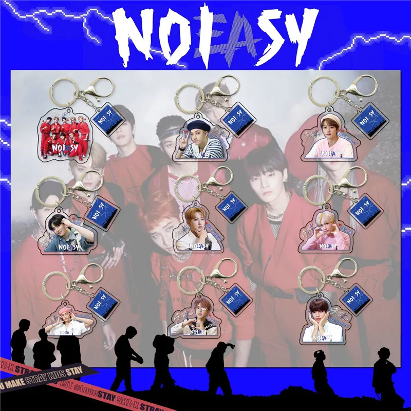 

KPOP Stray Kids New Album NOEASY Unisex Acrylic Keychain Bag Pendant Jewelry Accessories Car Key Chains Bang Chan Fans Gift
