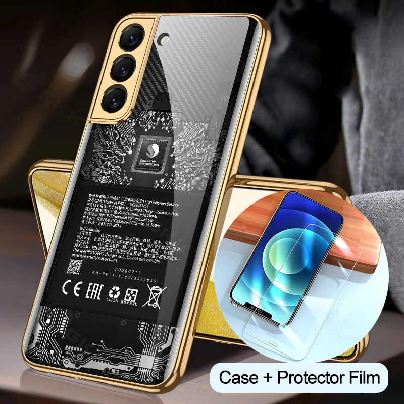 

GKK Tempered Glass Case For Samsung Galaxy S22 Plus Ultra With Protector Film Plating Phone Cover For Galaxy S22 Plus Ultra Case