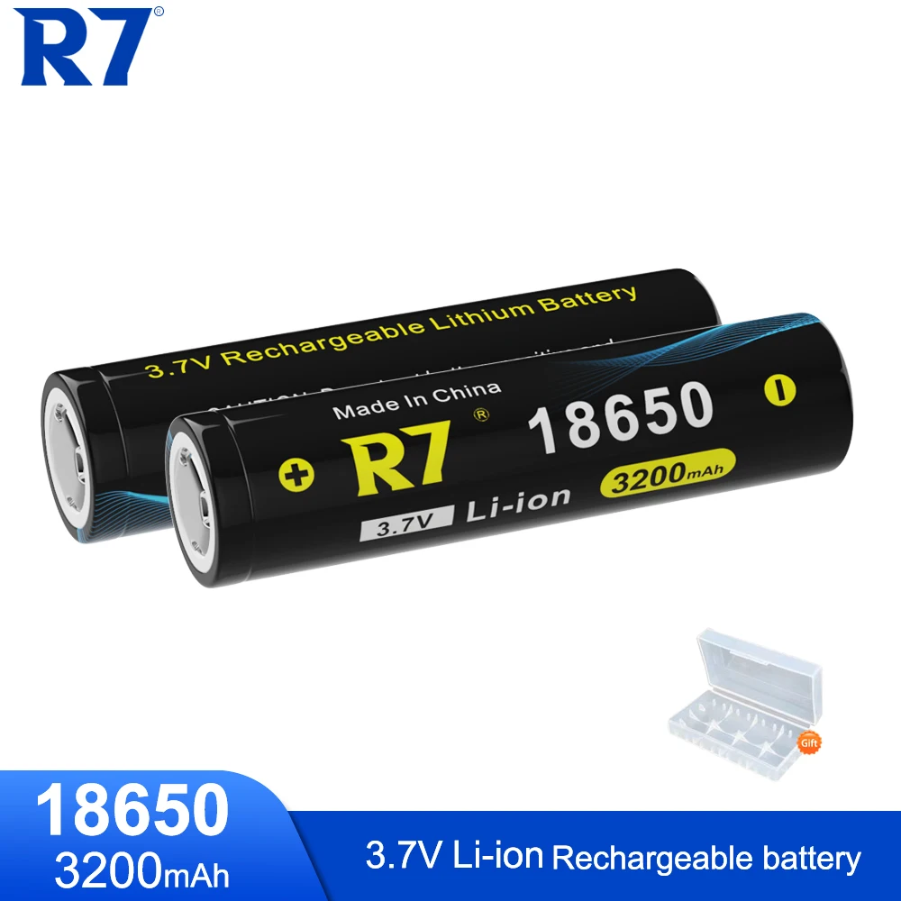 

R7 3.7V 18650 3200mAh Rechargeable Li-ion Battery 100% Original Lithium 18650 for Flashlight batteries