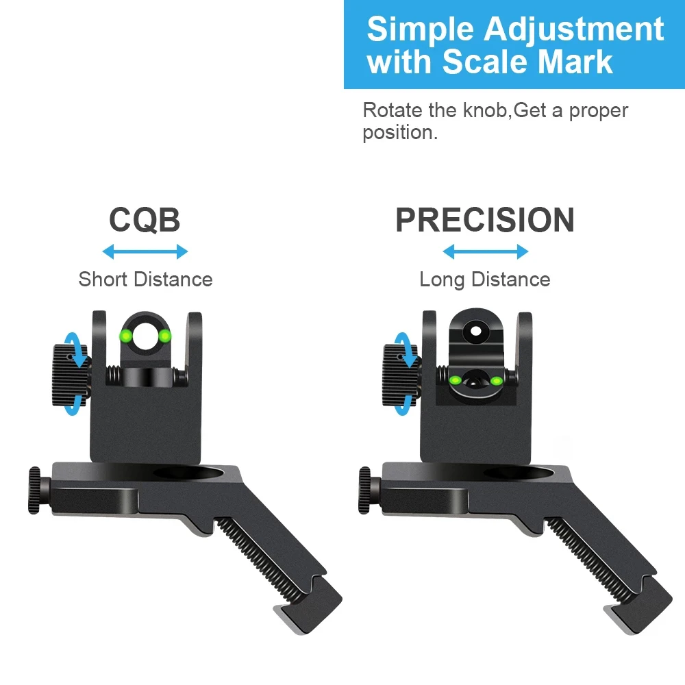 

Tactical Fiber Optics Iron Sights Low Profile 45 Degree Flip-up Front and Rear Sights with Red and Green Dots Fit Picatinny