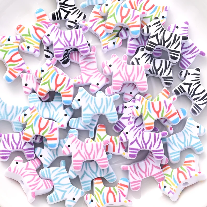 10 шт. акриловые бусины в виде зебры 17 х22 мм