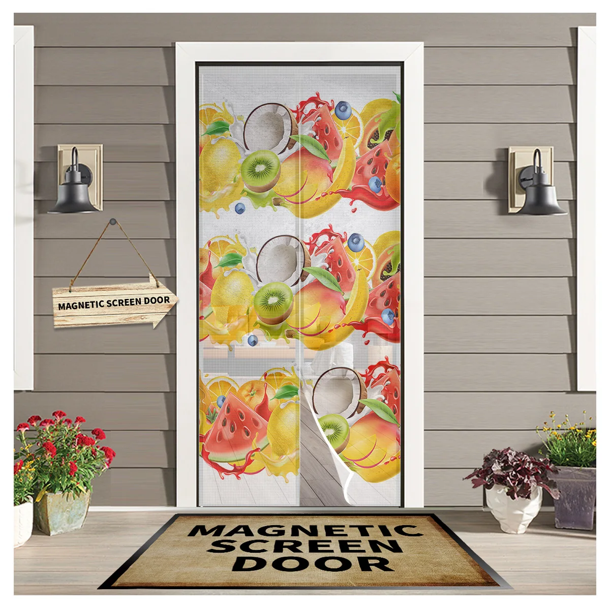 

Tropical Fruit Banana Lemon Magnetic Curtain Anti Mosquito Net Door Window Screen Insect Mesh Kitchen Door Curtain