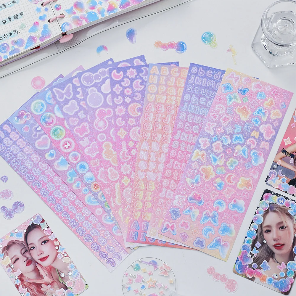 30 Sheets Rainbow Bubbles Korean Style Cute Deco Stickers Ultimate Collection KPOP Toploader Decoration Kawaii Photocard Seal