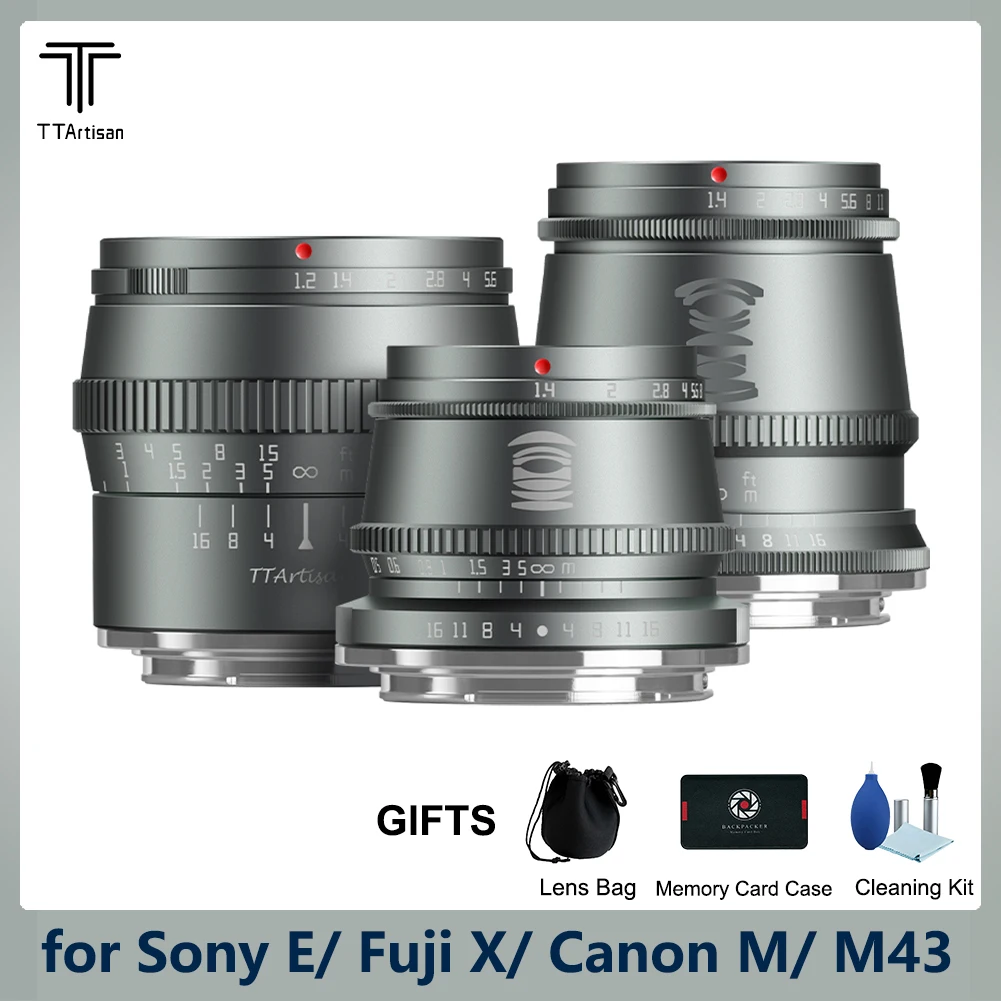 

TTArtisan APS-C 17mm F1.4 35mm F1.4 50mm F1.2 Manual Focus Large Aperture Portrait Lens for Sony E Canon EOS M Fuji X M43