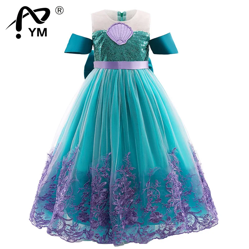 

New Girl Princess Dress Mermaid Girl Ariel Dress The Little Mermaid Costume Halloween Fancy Costume Children Carnival Party