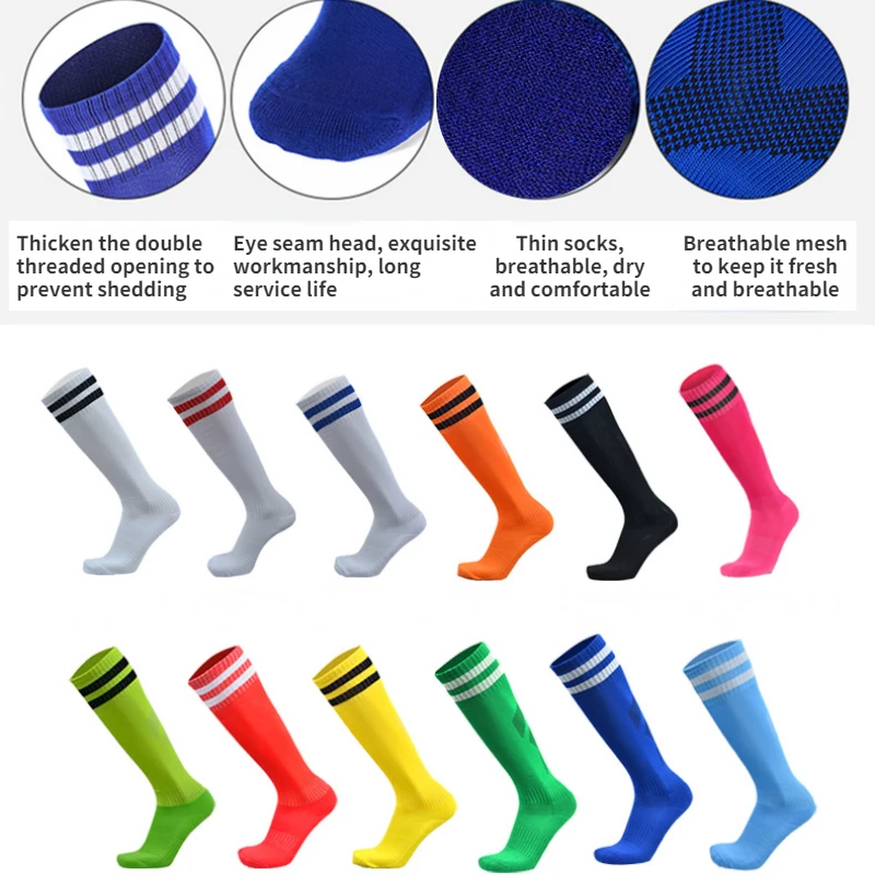 Football Socks non-slip Long Tube Over Knee Striped Soccer Socks Women Men Adult Kids Children Student Gym Sports Stockings
