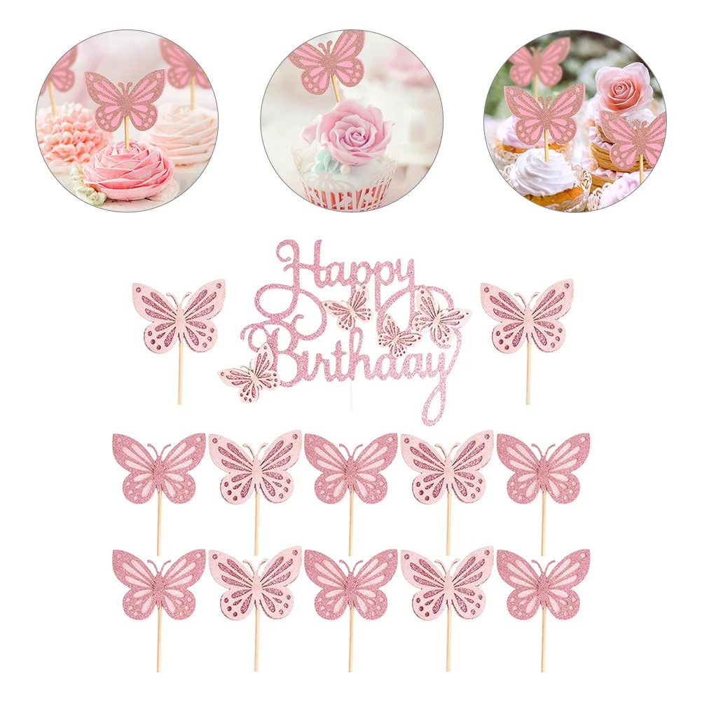 

2 Sets Cake Picks Butterflies Toppers Cake Decorations