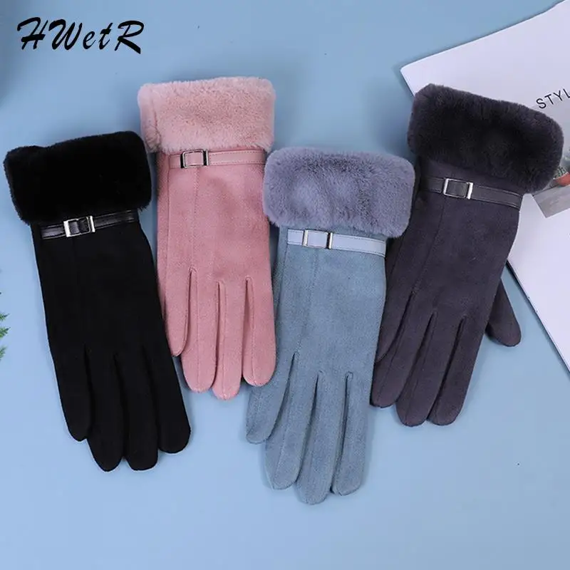 

Fashion Women Gloves Autumn Winter Cute Furry Warm Mitts Full Finger Mittens Women Outdoor Sport Female Gloves Screen