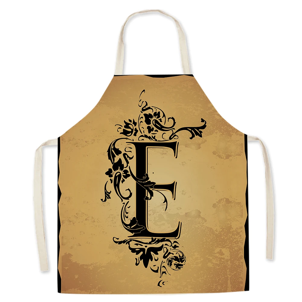 

1Pcs Black Alphabet Pattern Kitchen Apron Waterproof Cooking Oil-proof Aprons for Women Home Cleaning Tools Cooking Accessories