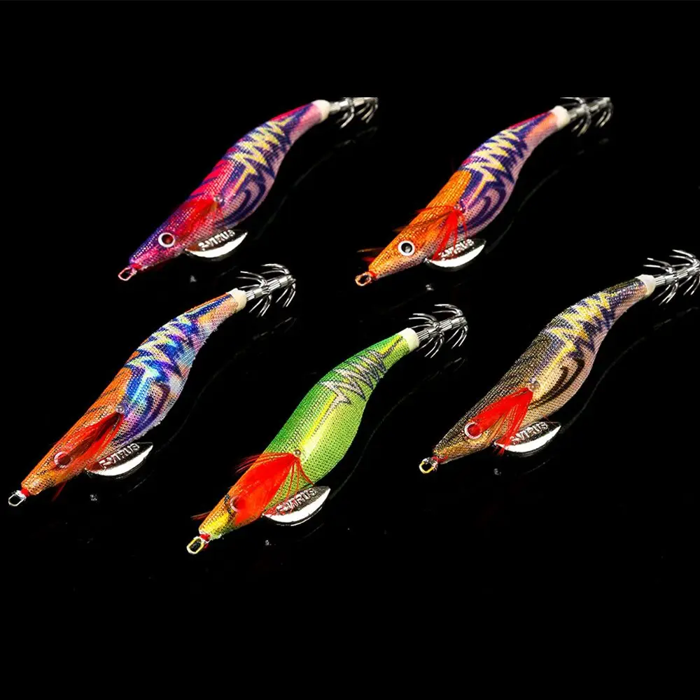 

2022 Luminous Lifelike Lead Sinker Fishing Tackle Wood Shrimp Lures Squid Hook Octopus Bait
