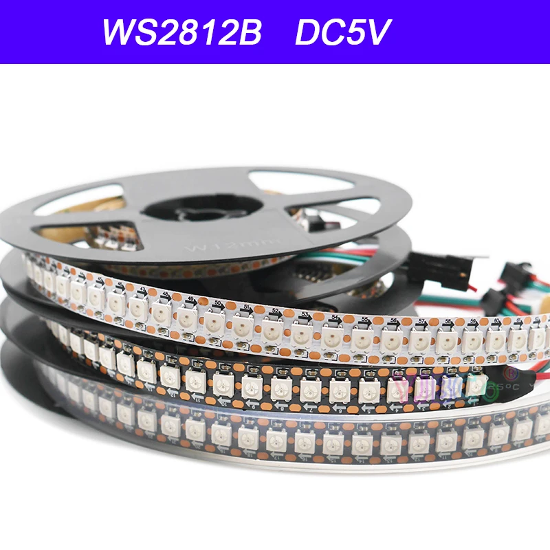 5V WS2812B Smart Pixels LED Strip 30/60/74/96/100/144 LEDs/M WS2812 IC 1m/2m/3m/4m/5m 5050 RGB Lights Tape IP30/IP65/IP67