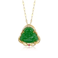 hip hop fashion buddhist simulation jade maitreya buddha pendant necklace for men women religious style amulet jewelry
