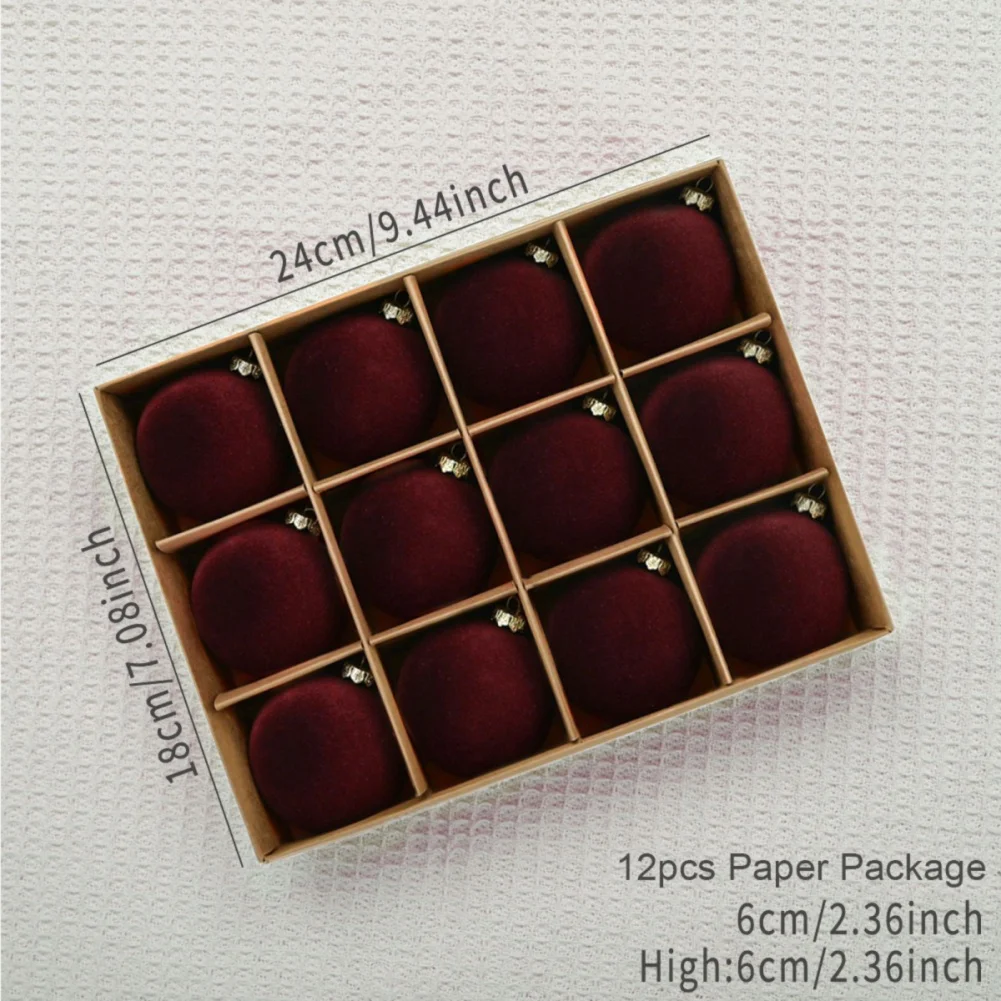 12 шт. бархатные Рождественские шары для украшения ёлки