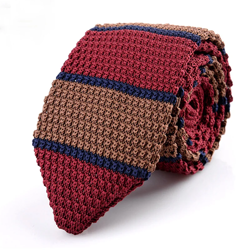 

New Knitted Necktie Knit Leisure Triangle Striped Tie Normal Sharp Corner Neck Ties Men Classic Woven Designer Cravat