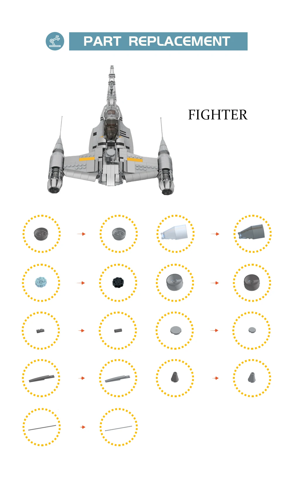 Конструктор MOC Space Wars N-1 Fighter набор строительных блоков для Naboo боевой самолет