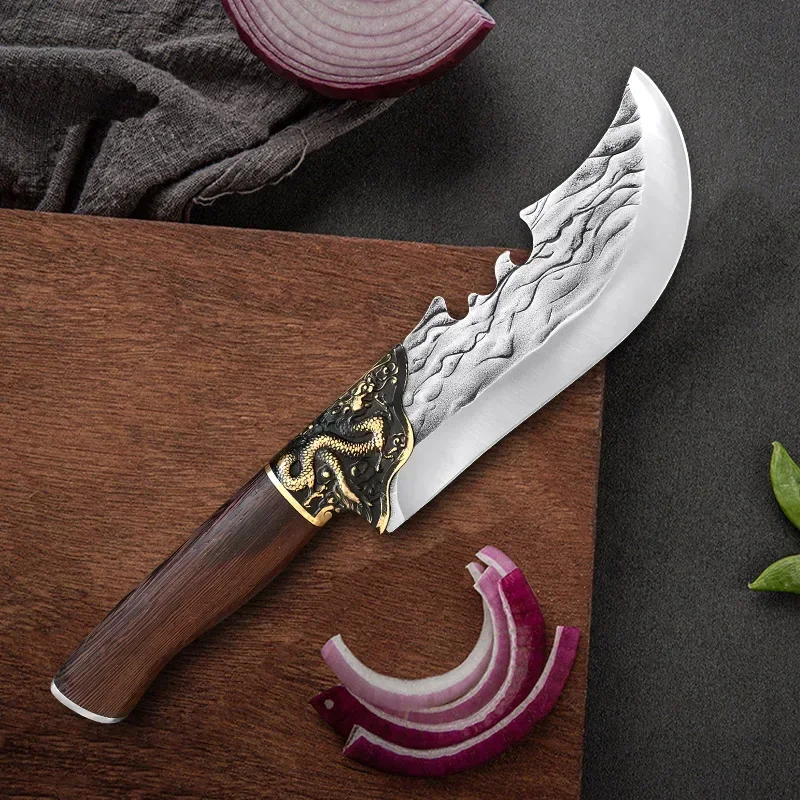 Кованый нож для мясника нож-тесак из нержавеющей стали деревянная ручка кованый