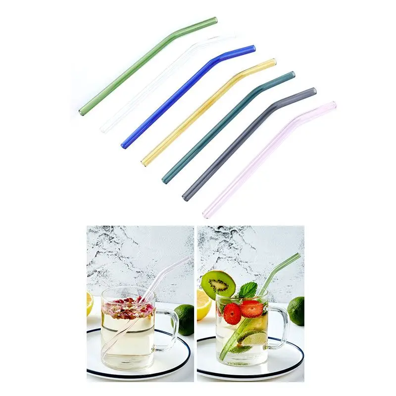 

7 * трубочки из боросиликатного стекла, экологически чистые многоразовые трубочки для напитков, коктейлей, баров, аксессуары, соломинки для ...