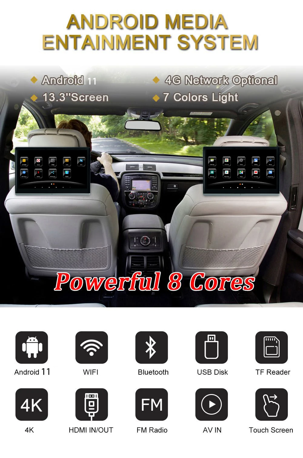 KANOR 13 3 &quotAndroid 8core развлечение на заднем сиденье 1920*1080 Видео сенсорный экран MP5