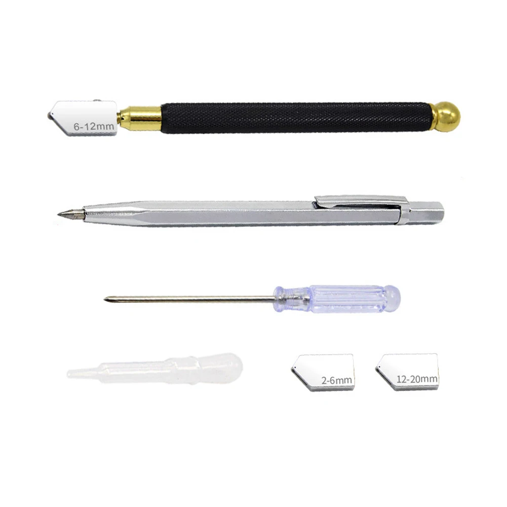 

6Pcs/Set Glass Cutter Tool Set Metal Alloy Scribing Engraving Pen For Cutting Mirror Glass Frame Colored Glass Hand DIY Tool