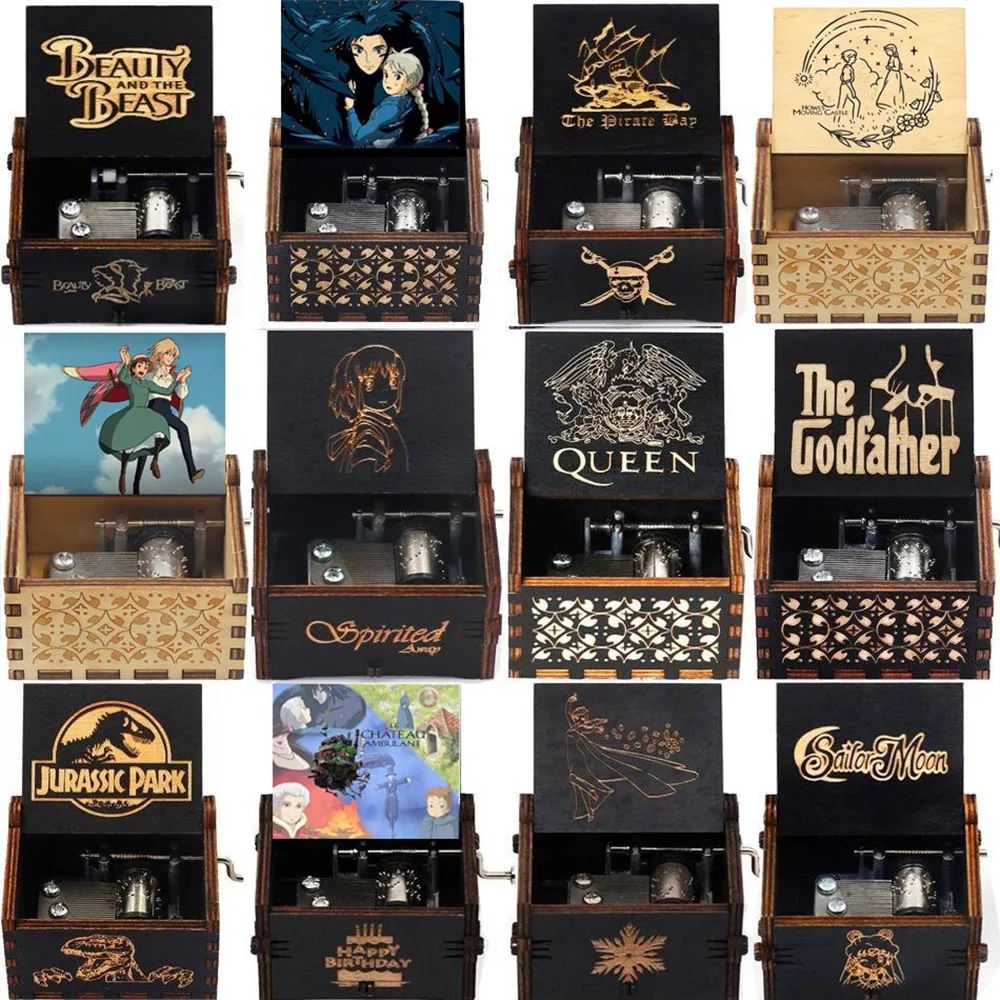 Прямая поставка деревянная резная музыкальная шкатулка Музыкальная с ручным