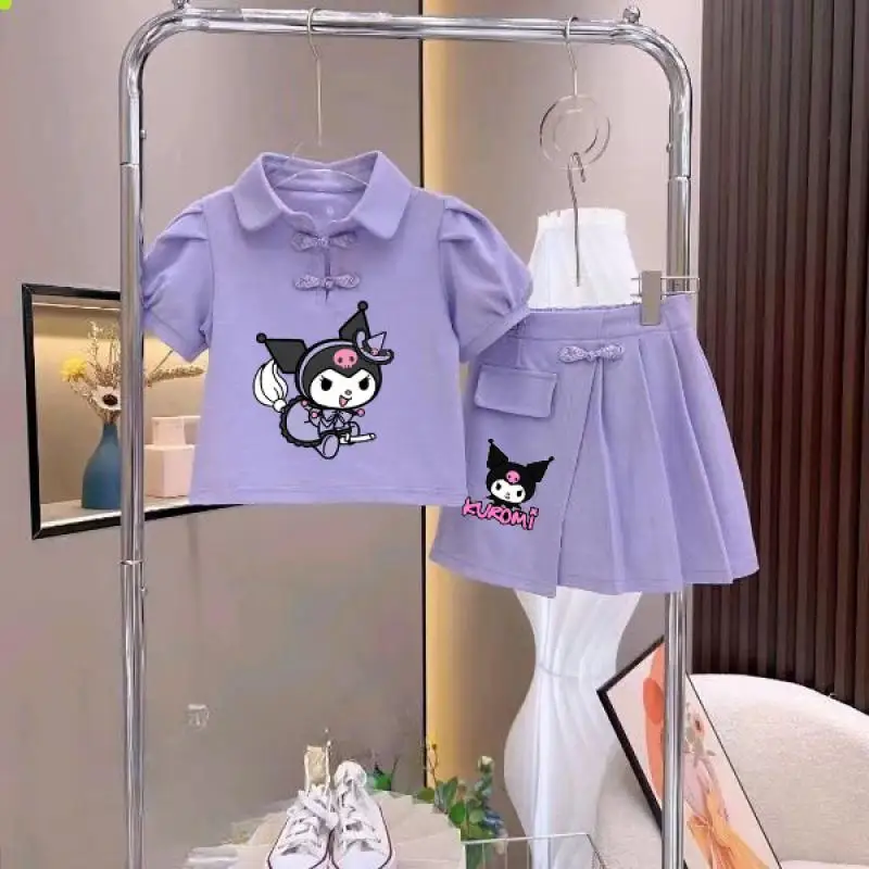 2 шт. аниме Sanrioed юбка с коротким рукавом наряд Hellokittys Kuromi Милая Jk модное платье