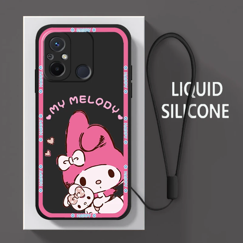 

Kuromi Melody Cartoon For Xiaomi Redmi 12C 11 Prime A1 10 10X 9 9A 9T 9AT 8 8A 7 6 Pro 4G 5G Liquid Rope Phone Case Coque Capa