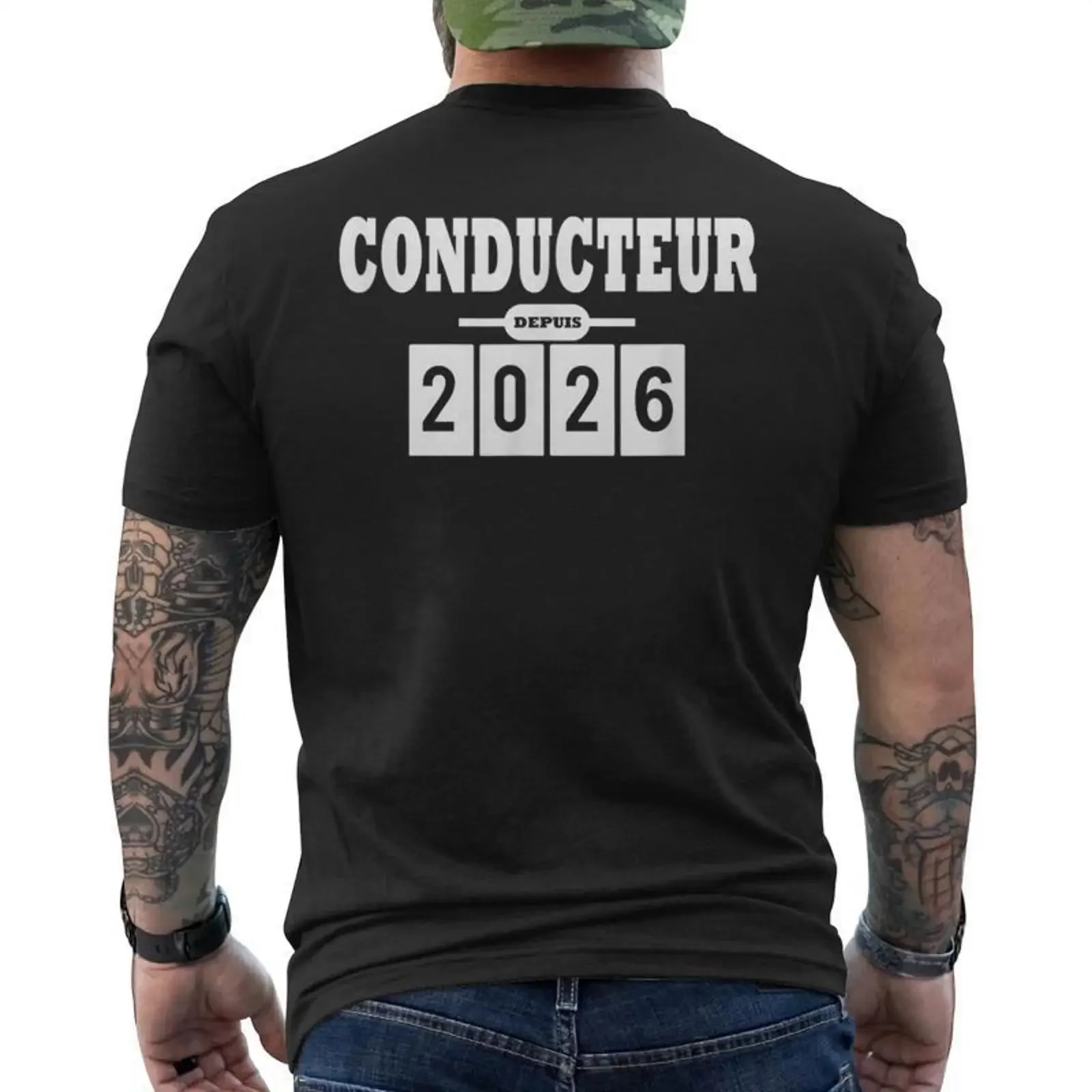 Фото Футболка Nouveau Conducteur 2026 с принтом на спине, винтажная, с эффектом потертости, эластичная, дышащая, подарок от Cadeauxyz №1