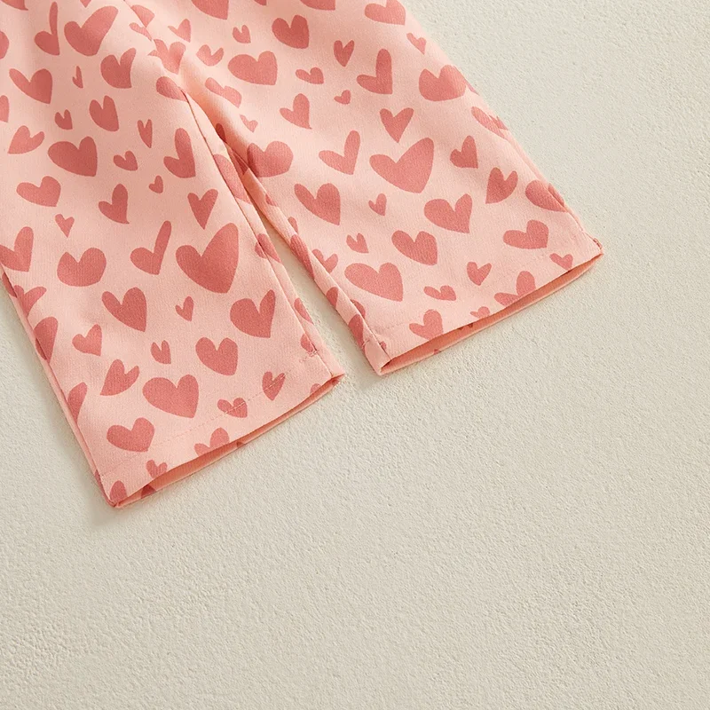 Летняя одежда для маленьких девочек комбинезоны с милым сердечком и принтом