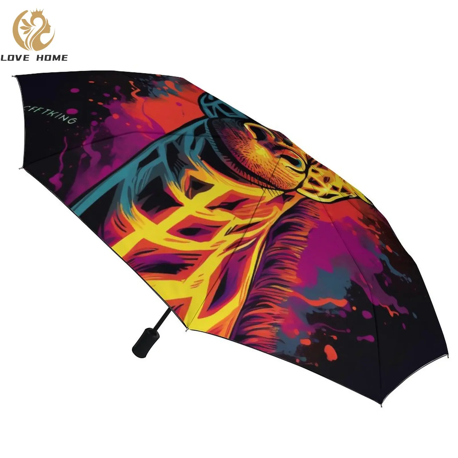 

Giraffe 3 Fold Umbrella Rain Cool Umbrellas UV Protection Portable Automatic Umbrella
